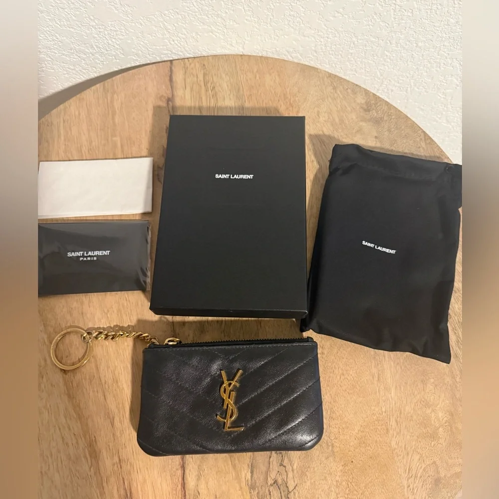 Saint Laurent Black Zippered Pouch - Picture 1 of 7